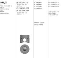 Transit V-347 2.2 TDCI 2006-2011 d 86.0 +0.25 без охлаждения (длина 69,82 мм) (камера 47 мм)