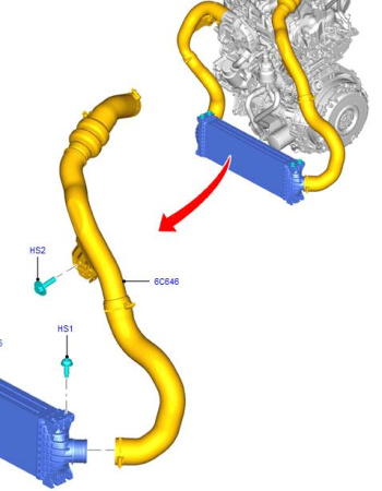 Патрубок интеркулера Transit / Custom 2.0 TD Ecoblue 2016-  левый